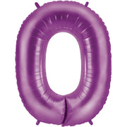 Betallic 40 inch NUMBER 0 - PURPLE MEGALOON Foil Balloon 15840PP-B-P