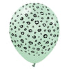 Kalisan 12 inch KALISAN SAFARI LEOPARD - MACARON GREEN W/ BLACK INK Latex Balloons