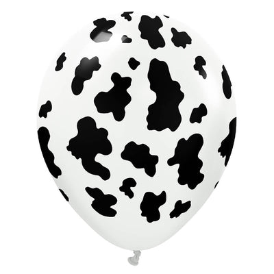 Kalisan 12 inch KALISAN SAFARI COW - WHITE W/ BLACK INK Latex Balloons