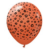 Kalisan 12 inch KALISAN SAFARI LEOPARD - RUST ORANGE W/ BLACK INK Latex Balloons