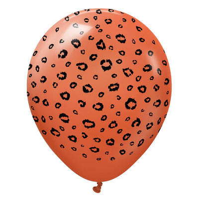 Kalisan 12 inch KALISAN SAFARI LEOPARD - RUST ORANGE W/ BLACK INK Latex Balloons