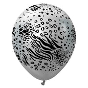 Kalisan 12 inch KALISAN SAFARI MUTANT - MIRROR SILVER W/ BLACK INK Latex Balloons