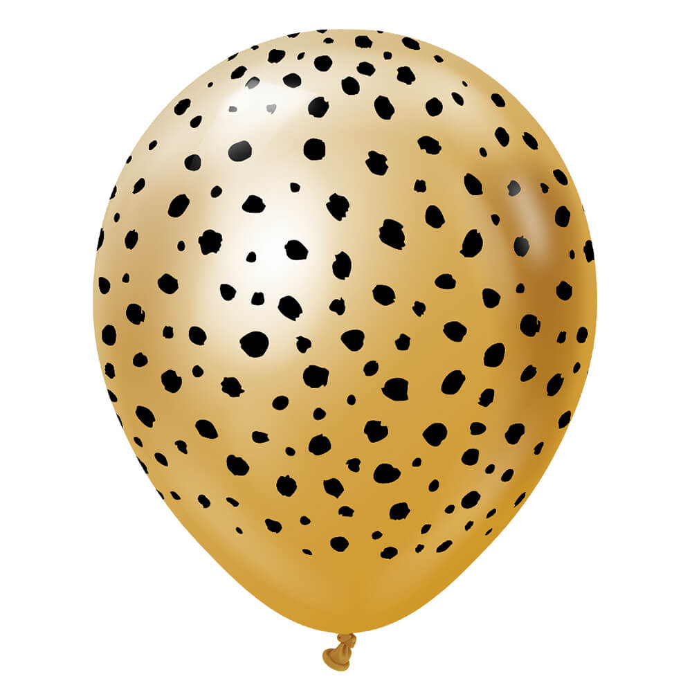 Kalisan 12 inch KALISAN SAFARI CHEETAH - MIRROR GOLD W/ BLACK INK Latex Balloons