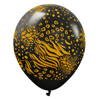 Kalisan 12 inch KALISAN SAFARI MUTANT - BLACK W/ GOLD INK Latex Balloons