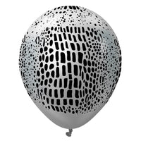 Kalisan 12 inch KALISAN SAFARI CROCODILE - MIRROR SILVER W/ BLACK INK Latex Balloons