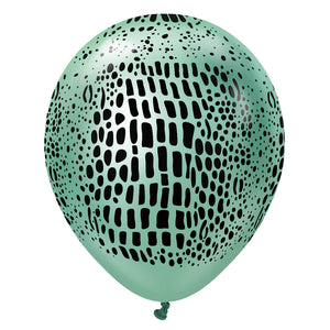 Kalisan 12 inch KALISAN SAFARI CROCODILE - MIRROR GREEN W/ BLACK INK Latex Balloons