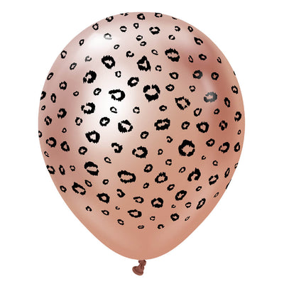 Kalisan 12 inch KALISAN SAFARI LEOPARD - MIRROR ROSE GOLD W/ BLACK INK Latex Balloons