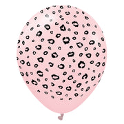 Kalisan 12 inch KALISAN SAFARI LEOPARD - MACARON PINK W/ BLACK INK Latex Balloons