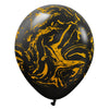 Kalisan 12 inch KALISAN SPACE NEBULA - BLACK W/ GOLD INK Latex Balloons