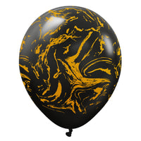 Kalisan 12 inch KALISAN SPACE NEBULA - BLACK W/ GOLD INK Latex Balloons