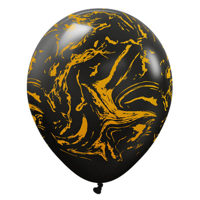 Kalisan 12 inch KALISAN SPACE NEBULA - BLACK W/ GOLD INK Latex Balloons