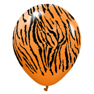 Kalisan 12 inch KALISAN SAFARI TIGER - ORANGE W/ BLACK INK Latex Balloons