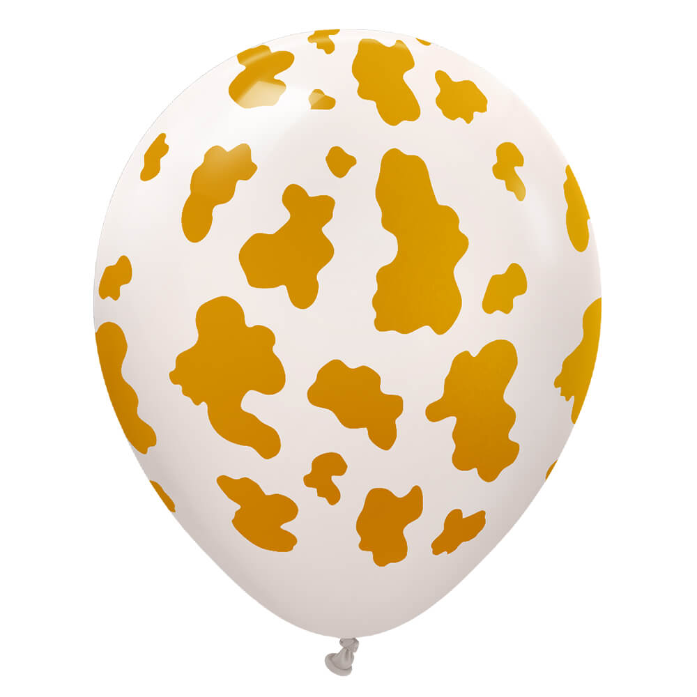 Kalisan 12 inch KALISAN SAFARI COW - WHITE SAND W/ GOLD INK Latex Balloons