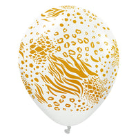 Kalisan 12 inch KALISAN SAFARI MUTANT - WHITE W/ GOLD INK Latex Balloons