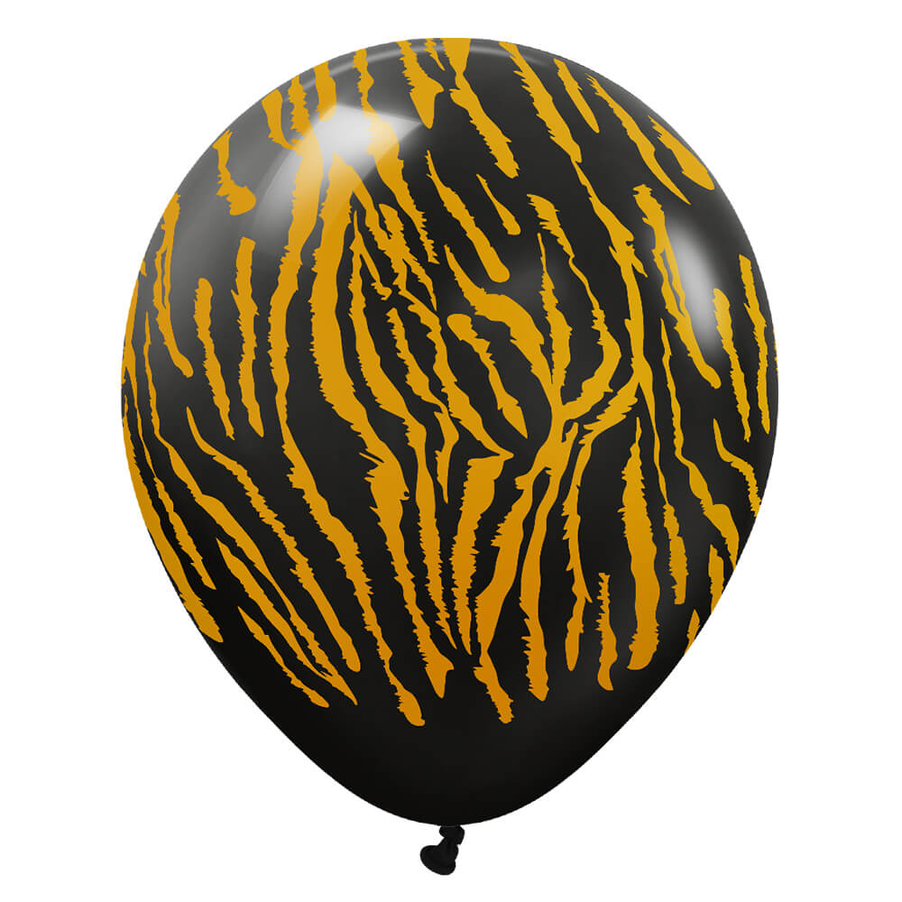 Kalisan 12 inch KALISAN SAFARI TIGER - BLACK W/ GOLD INK Latex Balloons