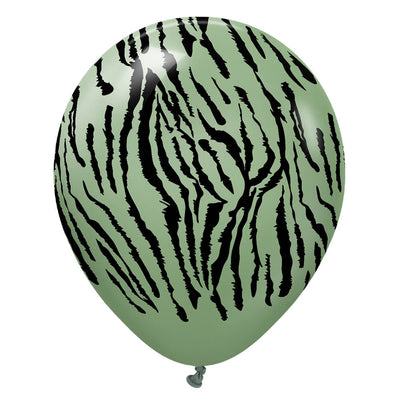 Kalisan 12 inch KALISAN SAFARI TIGER - EUCALYPTUS W/ BLACK INK Latex Balloons