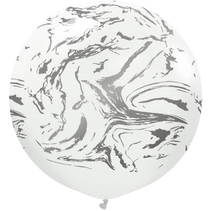 Kalisan 24 inch KALISAN SPACE NEBULA - WHITE W/ SILVER INK Latex Balloons 22459407-KL