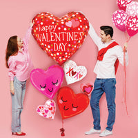 Betallic 58 inch SPECIAL DELIVERY VALENTINE HAPPY HEARTS Foil Balloon 25321P-B-P