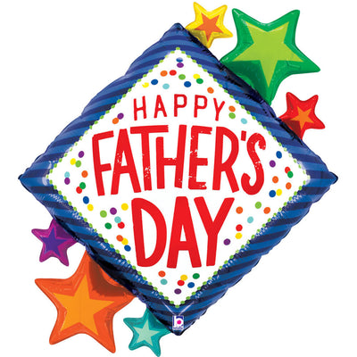 Betallic 38 inch HAPPY FATHER'S DAY DIAMOND STARS Foil Balloon 25344P-B-P