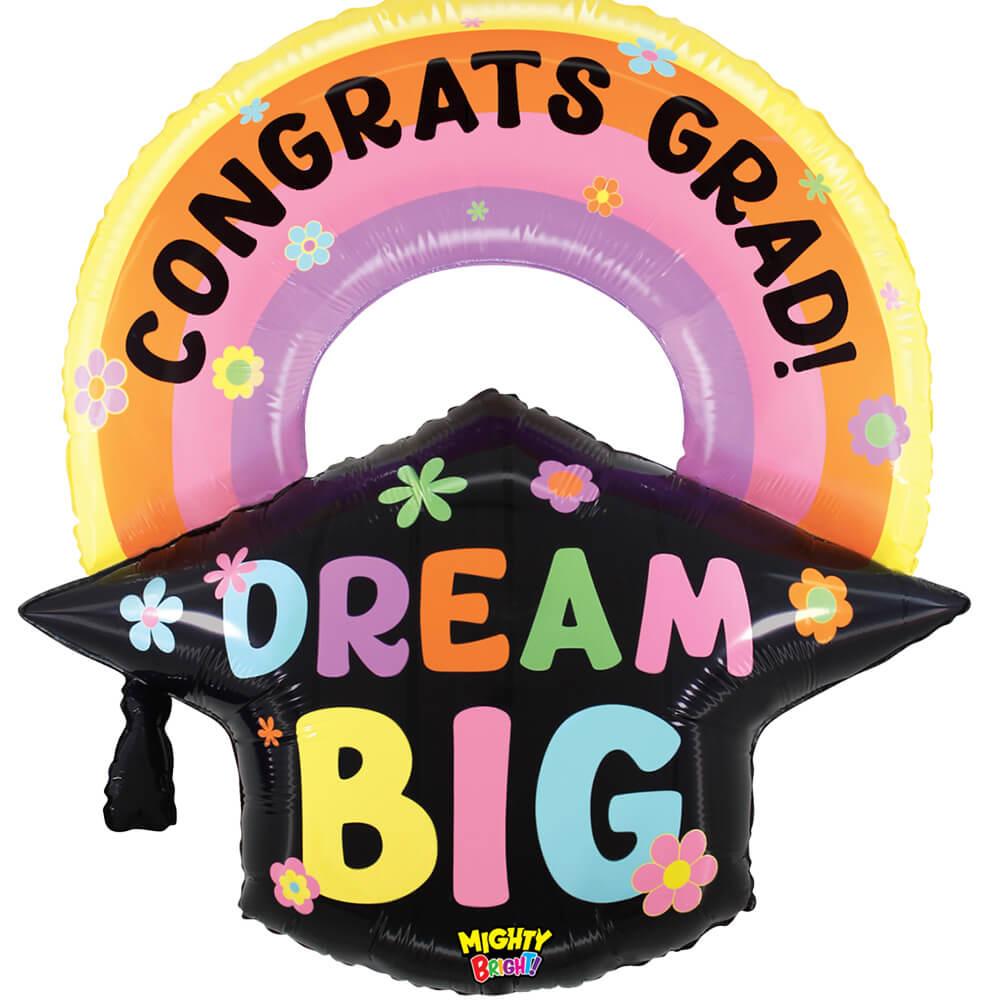 Betallic 30 inch CONGRATS GRAD! DREAM BIG PASTEL Plastic Balloon 25347P-B-P