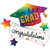 Betallic 35 inch RAINBOW GRAD HAT DIPLOMA Foil Balloon 25348P-B-P