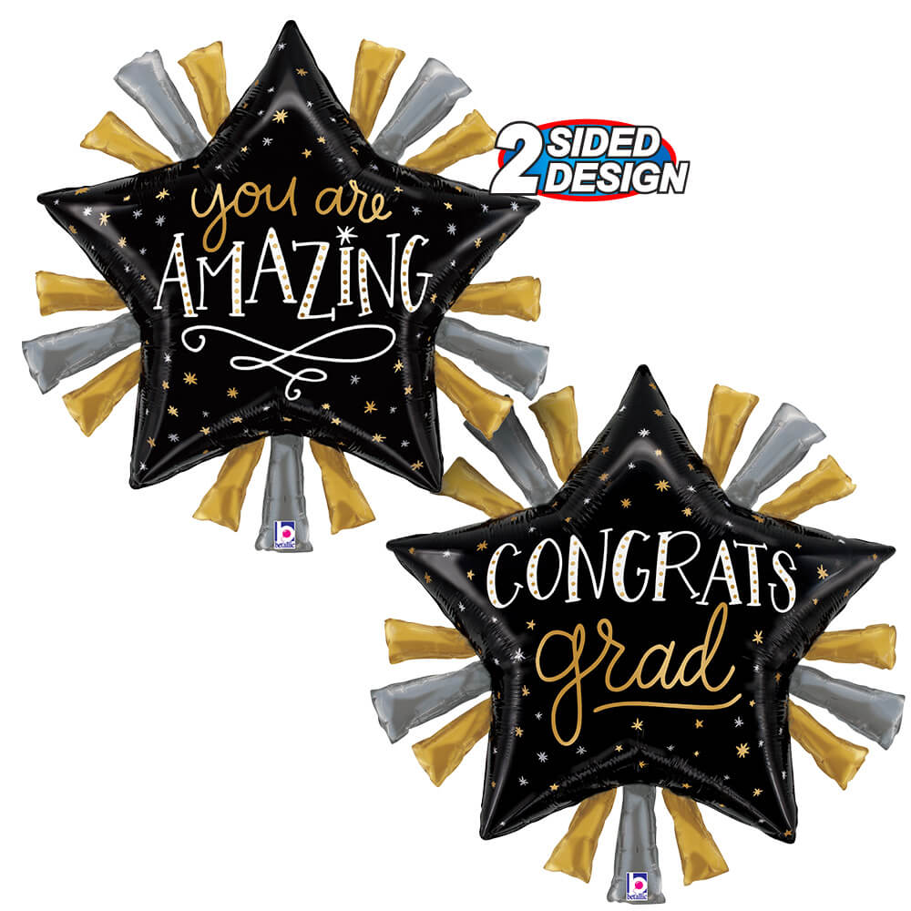 Betallic 30 inch SATIN METALLIC GRAD STAR Foil Balloon 25350P-B-P