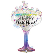 Betallic 37 inch OPAL NEW YEAR CHAMPAGNE GLASS Foil Balloon 25413P-B-P