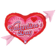 Betallic 32 inch HAPPY VALENTINE'S DAY RETRO HEART ARROW Foil Balloon 25416P-B-P