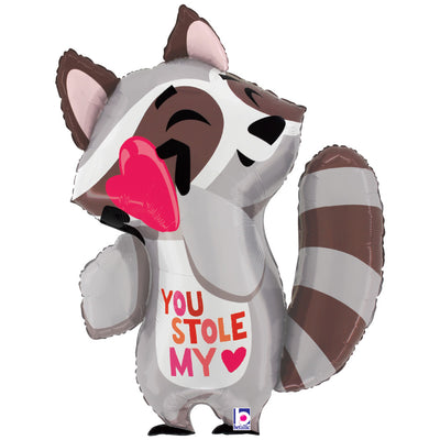 Betallic 32 inch YOU STOLE MY HEART RACCOON Foil Balloon 25424P-B-P