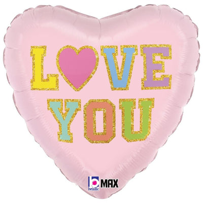 Betallic 18 inch LOVE PATCH HEART Foil Balloon 26330P-B-P