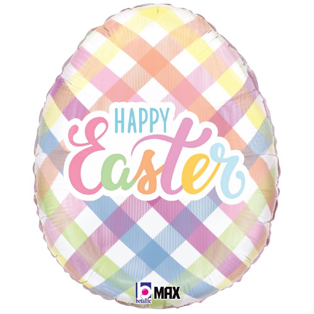 Betallic 18 inch EASTER EGG PLAID Foil Balloon 26335P-B-P