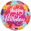 Betallic 18 inch HAPPY BIRTHDAY BRIGHT FLOWERS Foil Balloon 26366P-B-P