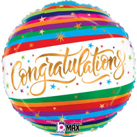 Betallic 18 inch CONGRATULATIONS FUN STRIPES Foil Balloon 26380P-B-P