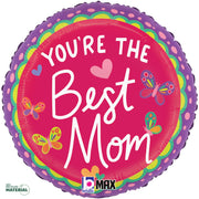 Betallic 18 inch BEST MOM BUTTERFLY Foil Balloon 26431P-B-P