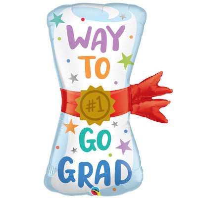 Qualatex 36 inch WAY TO GO DIPLOMA Foil Balloon 34615-Q-P