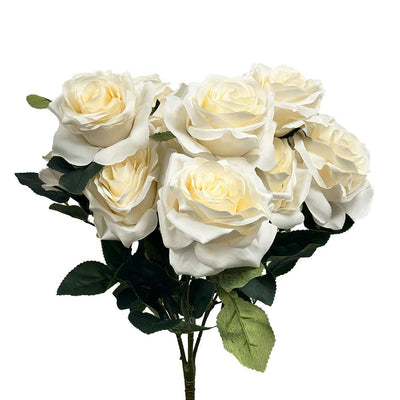 18 inch OPEN ROSE BUSH - BEIGE