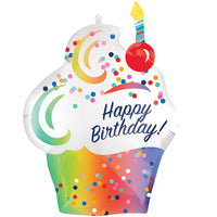 Anagram 27 inch HAPPY BIRTHDAY RAINBOW OMBRE CUPCAKE Foil Balloon 41251-01-A-P