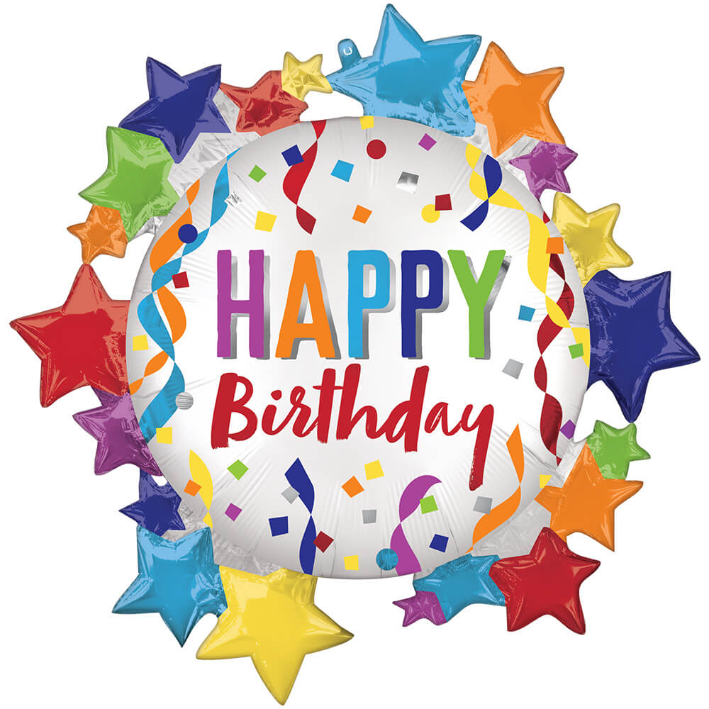 Anagram 30 inch SATIN HAPPY BIRTHDAY STAR Foil Balloon 46341-01-A-P