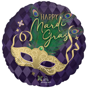 Anagram 18 inch HAPPY MARDI GRAS MASK Foil Balloon 46404-01-A-P