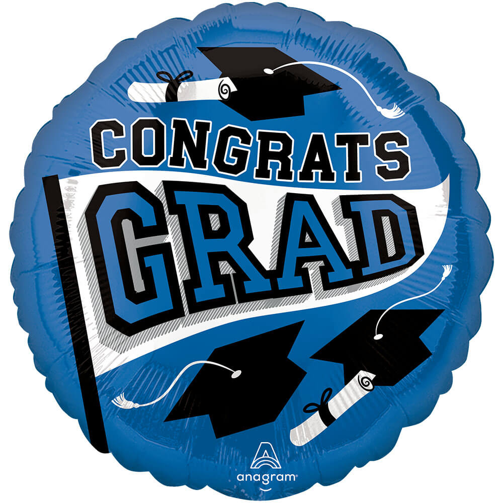 Anagram 18 inch CONGRATS GRAD - BLUE Foil Balloon 46624-02-A-U