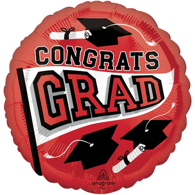 Anagram 18 inch CONGRATS GRAD - RED Foil Balloon 46625-02-A-U