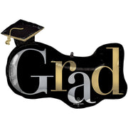 Anagram 33 inch GRAD CAPS SILVER & GOLD Foil Balloon 46684-01-A-P