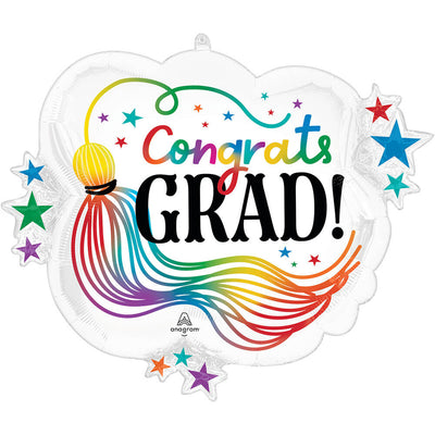 Anagram 28 inch CONGRATS GRAD RAINBOW TASSEL Foil Balloon 46687-01-A-P