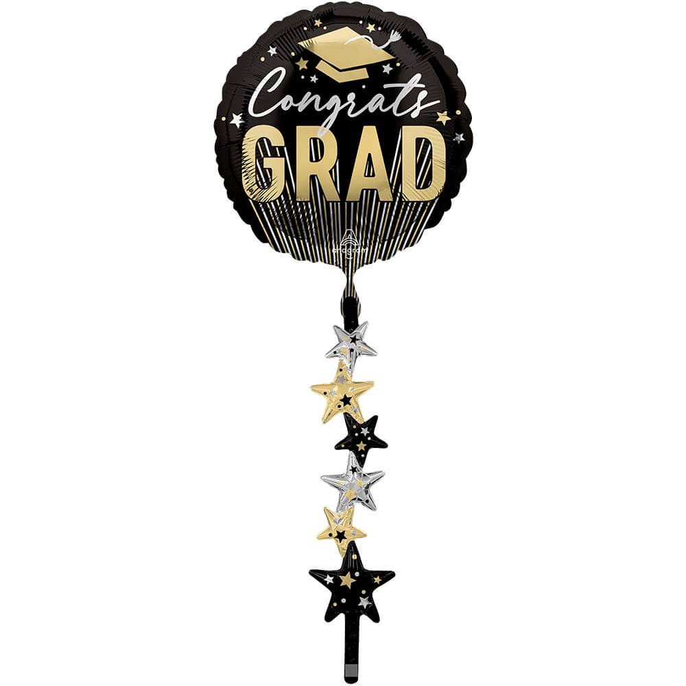 Anagram 67 inch CONGRATS GRAD STRIPES & STARS AIRWALKERS Foil Balloon 46790-01-A-P