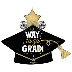 Anagram 33 inch WAY TO GO GRAD CAP Foil Balloon 47580-01-A-P