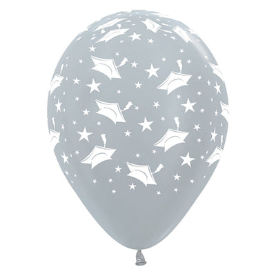 Sempertex 11 inch GRADUATION - METALLIC SILVER Latex Balloons