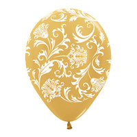 Sempertex 11 inch DAMASK - METALLIC GOLD Latex Balloons