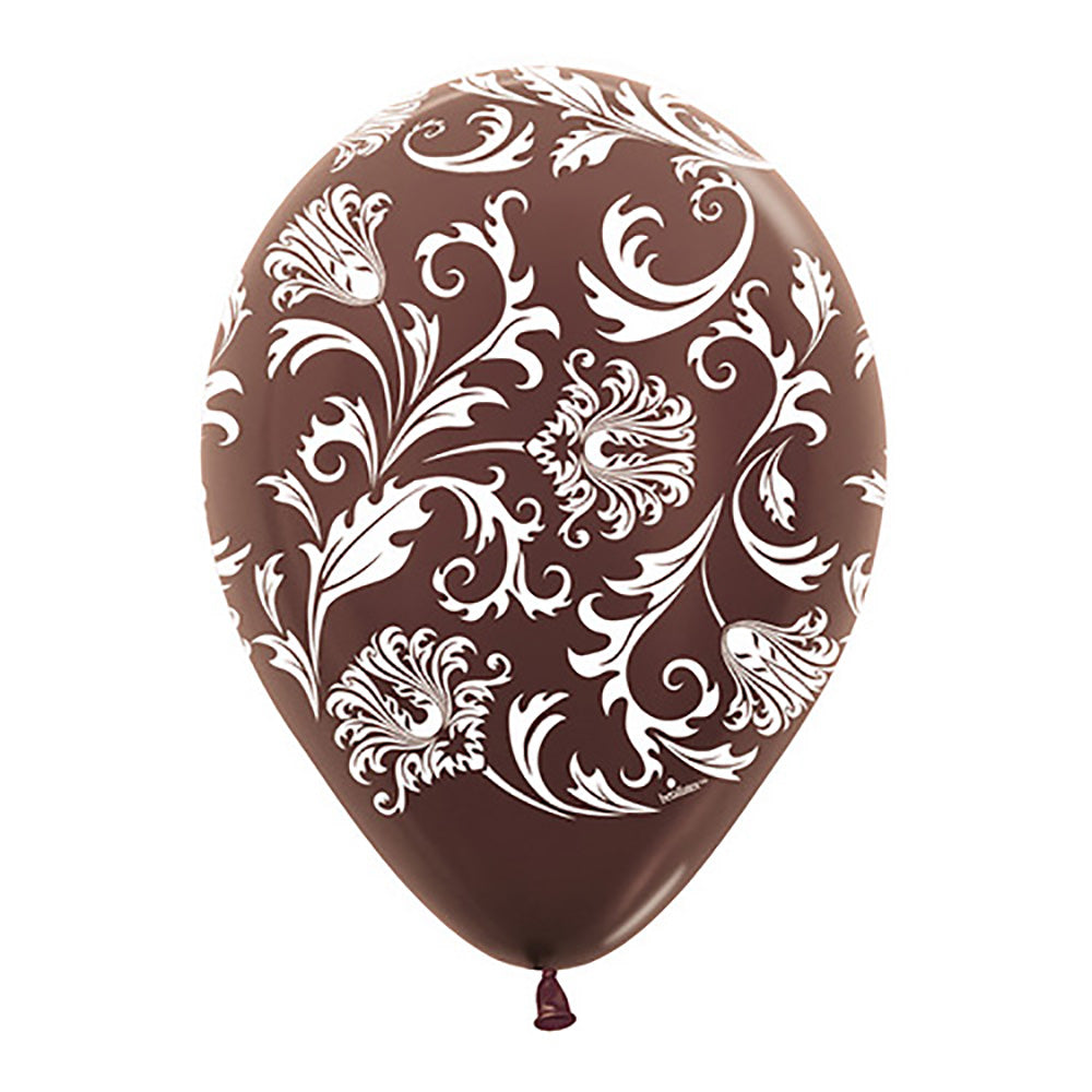 Sempertex 11 inch DAMASK - METALLIC CHOCOLATE Latex Balloons