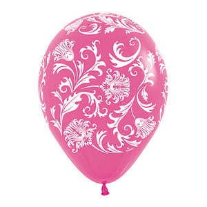 Sempertex 11 inch DAMASK - FUCHSIA Latex Balloons