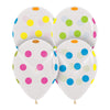 Sempertex 11 inch SEMPERTEX MULTI POLKA DOTS - CRYSTAL CLEAR Latex Balloons